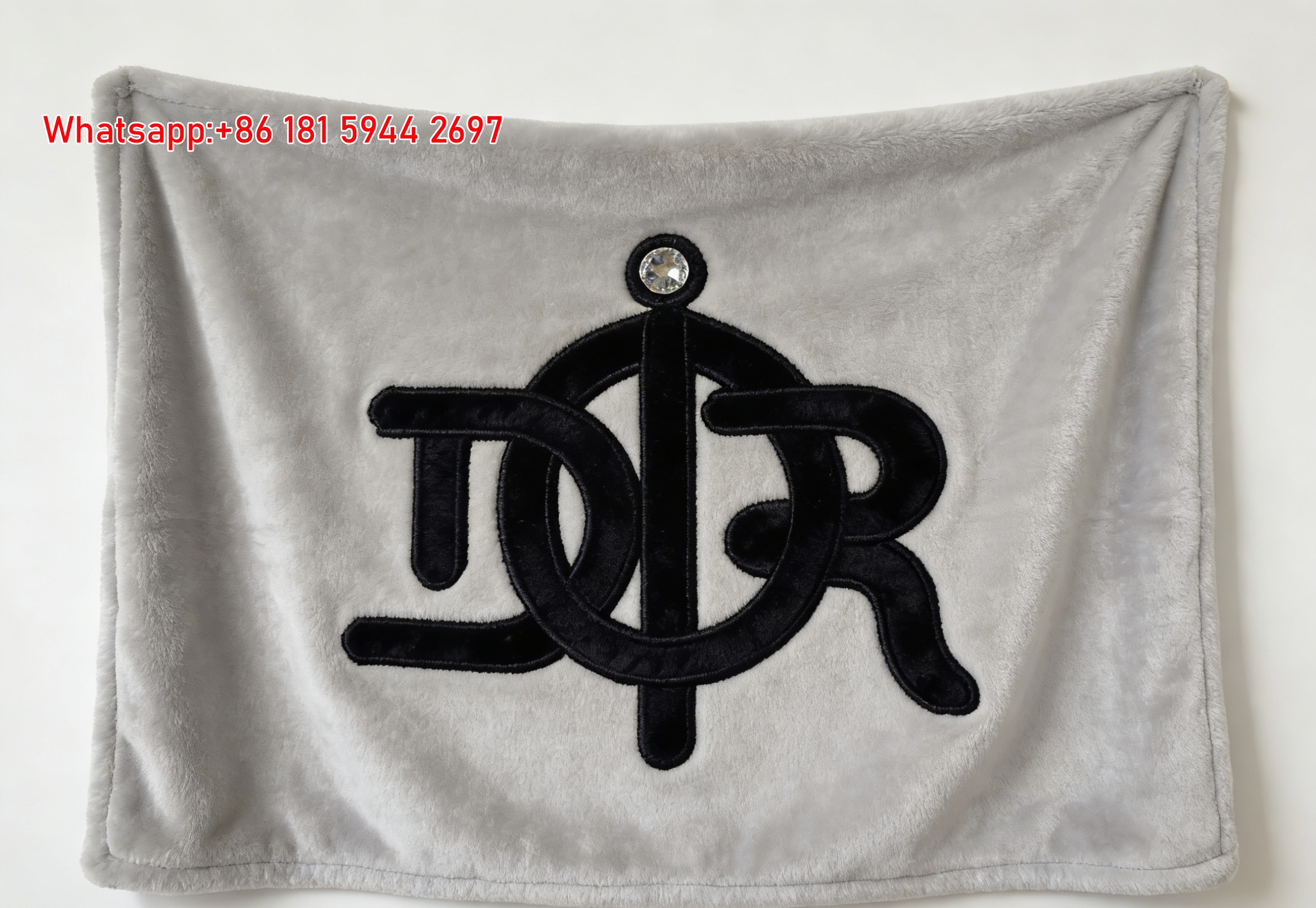 Christian Dior Crystal Embellished Monogram Flannel Sofa Throw Blanket D467
